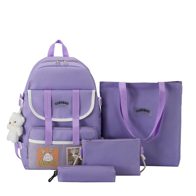 

Backpack New Trend Four-piece Backpack Large Capacity Small Fresh Middle School Student School Bag Women