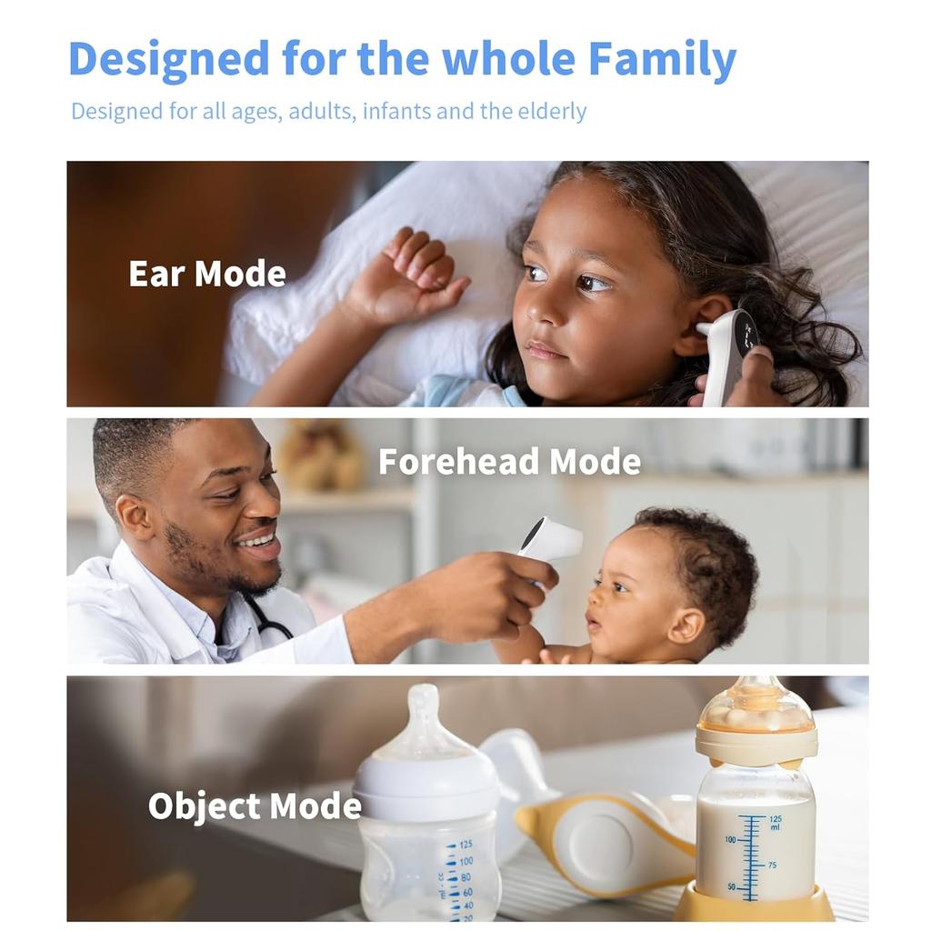 Boncare Ear and Forehead Thermometer, 2X Accuracy Infrared Digital Thermometer for Adults and Kids, 1 Second Reading, No Touch Baby with Fever Alarm,