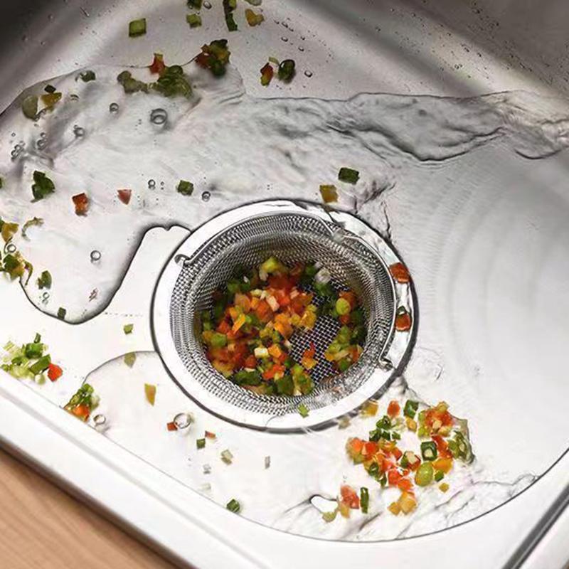1Pcs Stainless Steel Kitchen Sink Filter Kitchen Garbage Food Residue Dishsink Filter With Handle Metal Sink Strainer