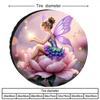 Fairy On Pink Peony Tire Cover Polyester Waterproof Sun Protection Spare Wheel Protector