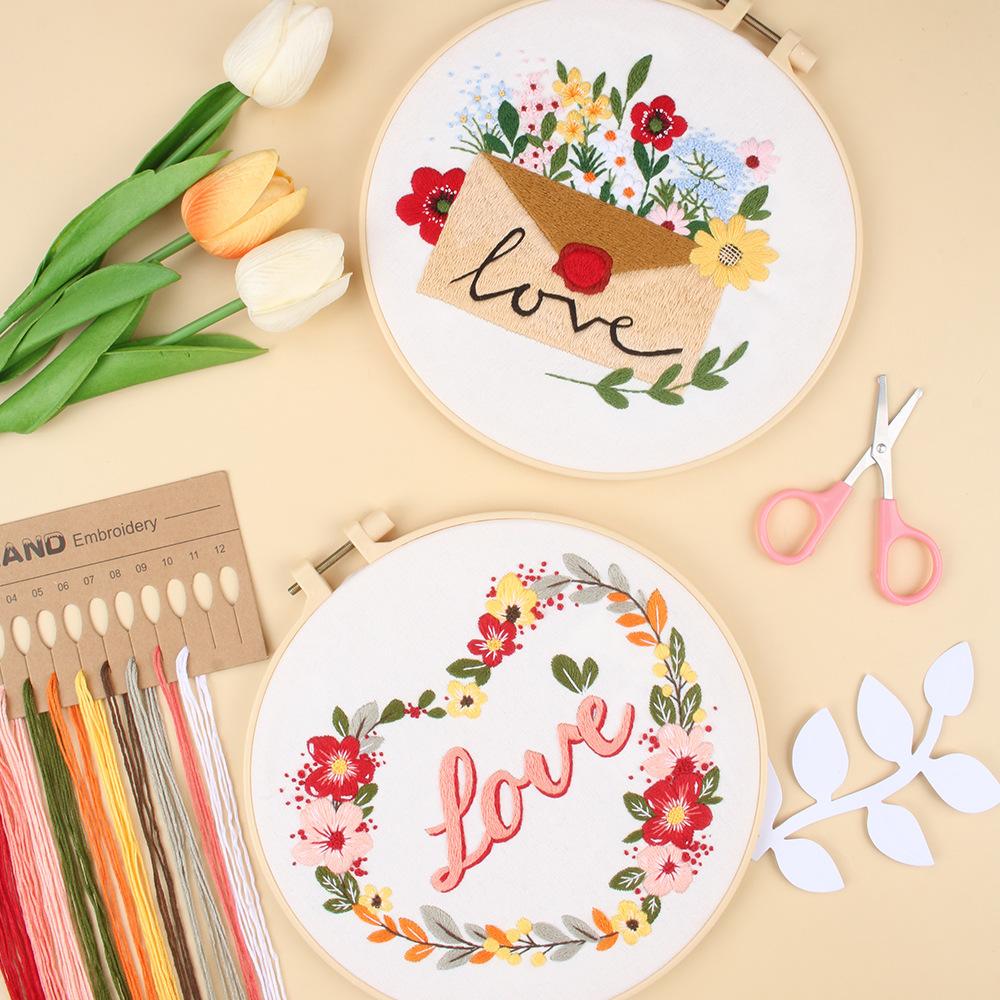 New Love Letter Flower Home Embroidery Handmade Diy Material Package Embroidery