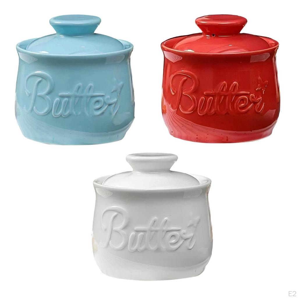 Butter Crock Airtight Keeper Ceramic Cheese Jar Porcelain Container Embossed Glossy