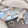 Diamond-Encrusted Case Pull-Open Bracelet Watch Adjustable Strap Chain Watch  Women Girls