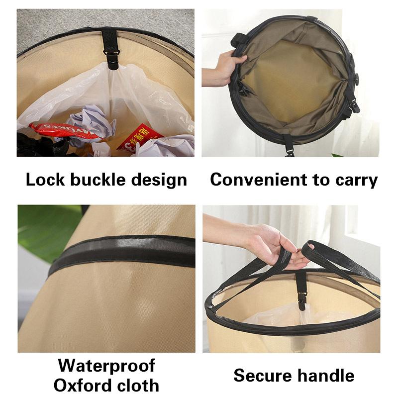 Outdoor Portable Trash Can With Clip Collapsible Waterproof With Carrying Handle