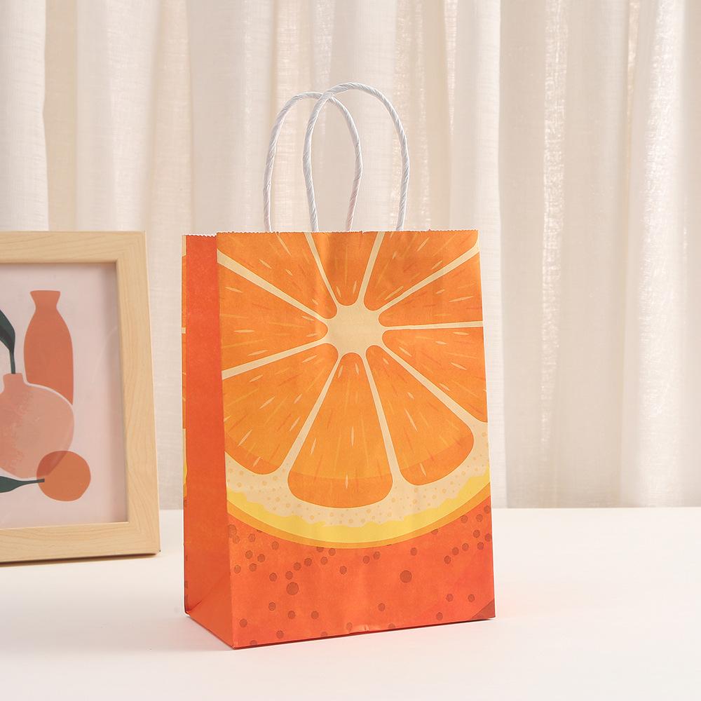 StoBag, Strawberry Kraft Paper Gift Bag, Fruit pattern, for Packaging Candy Snack, Baby Shower, birthday Supplies, Reusable