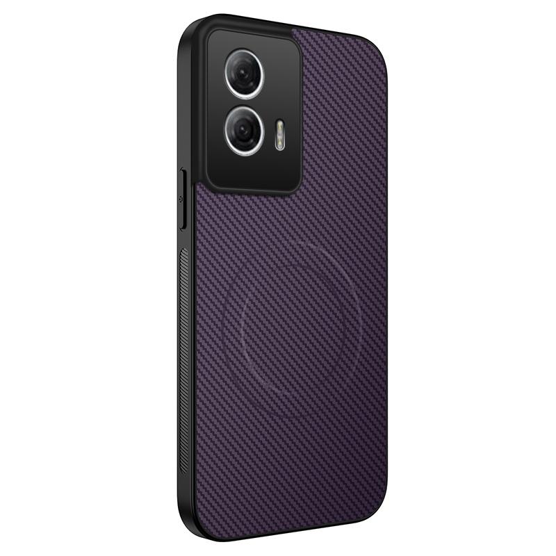 For Motorola Edge 50 Fusion 5G Case Compatible with MagSafe WANLONFENG TQ Series Carbon Fiber Texture PC TPU Phone Cover