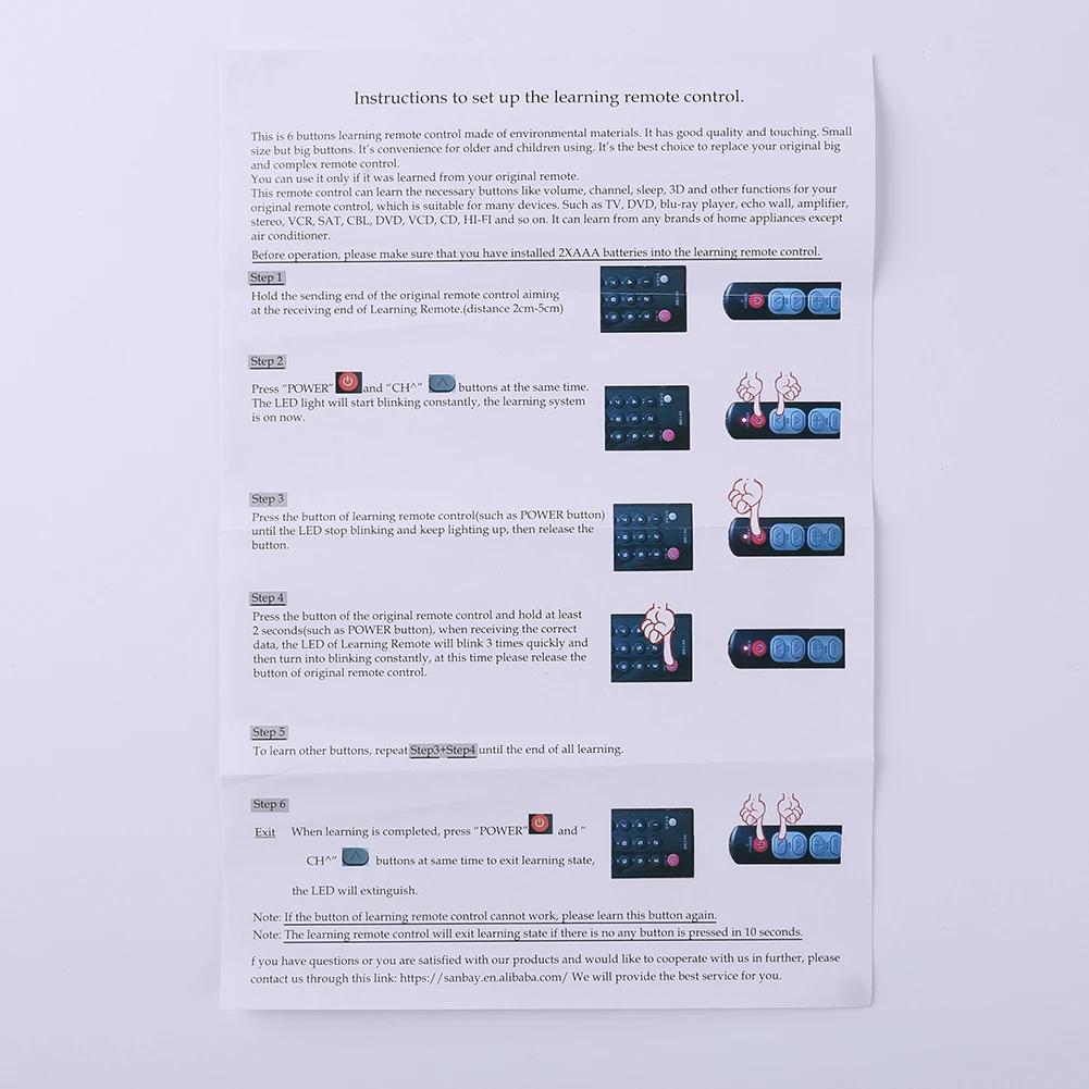 Universal Television Learning Remote Control for TV STB DVD DVB HIFI Professional 6-Key Learning Switch Gadgets TV Accessories