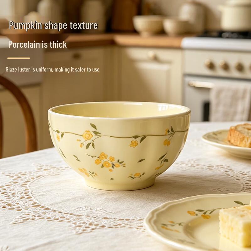 Huaqingge Ceramic Pumpkin Bowl - 5 Inch, Set of 2