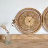 Round Wicker Tray Rattan Woven Wall Hanging Bohemian Country Style Handmade Wall Decor For Living Room Bedroom Wall Display