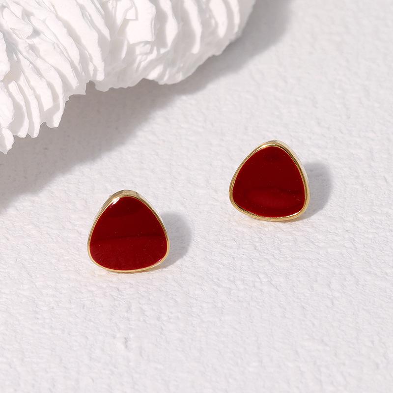 18K Gold Plated Geometric Enamel Drop Earrings - Elegant, Versatile, Ins Style