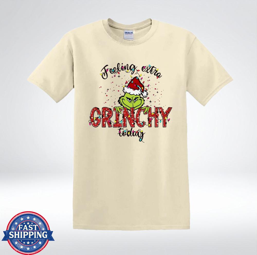 Feeling Extra Moody Green Holiday Monster Funny Christmas T-Shirt L