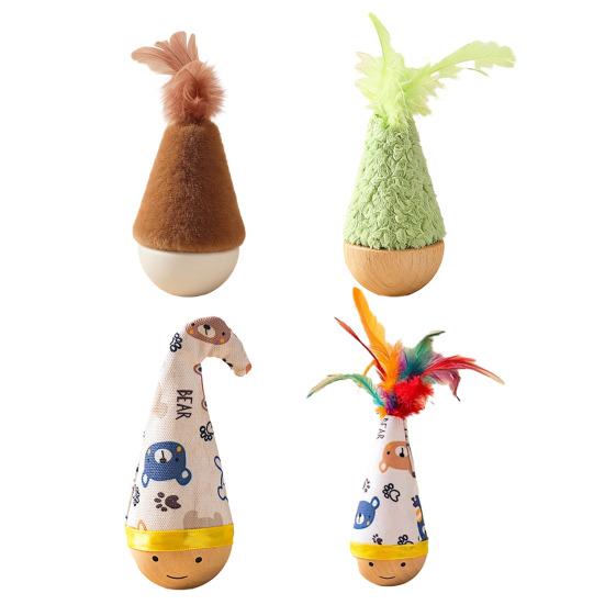 Cat Toys Interactive Plumage Toy with Rebound Wood Base Design Relieve Anxiety And Boredom Entertainment Toy for Pets