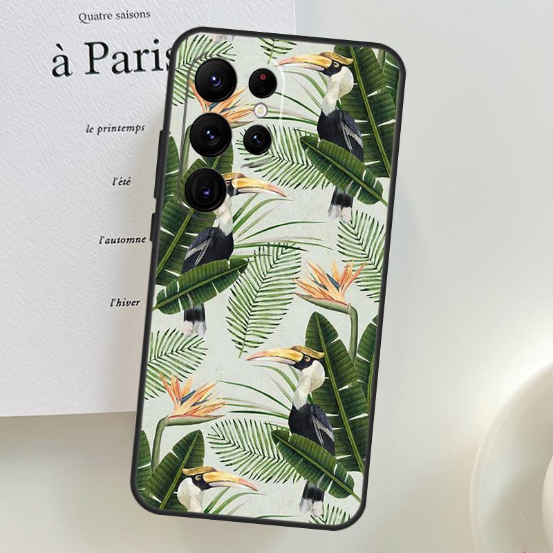 Retro Banana Leaf Plant Case For Samsung Galaxy S26 Ultra S25 S24 S23 S21 S22 Ultra S10 S20 Plus S25 FE Phone Cover