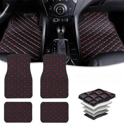 4 stücke Auto Fußmatten Kissen Universal Wasserdicht Vorne Hinten Full Set Auto Teppiche Leder Auto Teppich Zubehör Innen