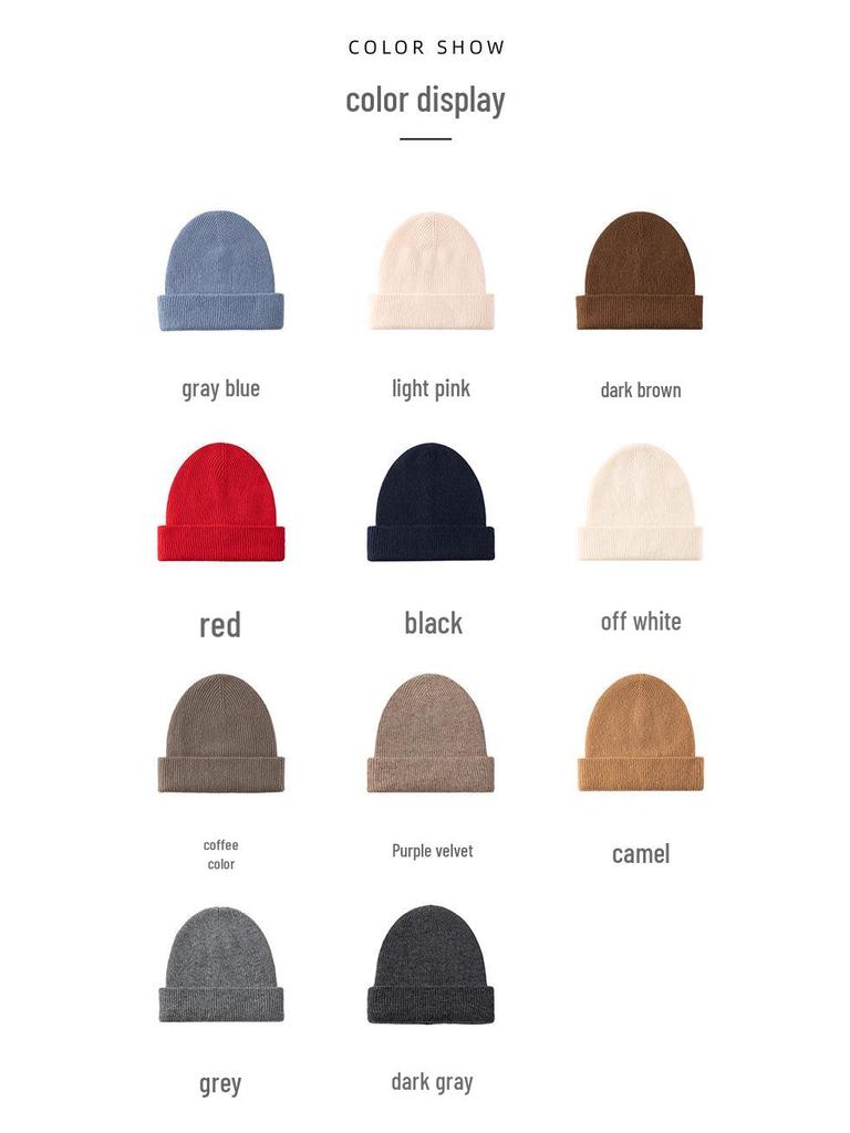 Premium Korean-Style Women's 100% Wool Knit Hat, Thickened for Warmth, Perfect for Autumn and Winter