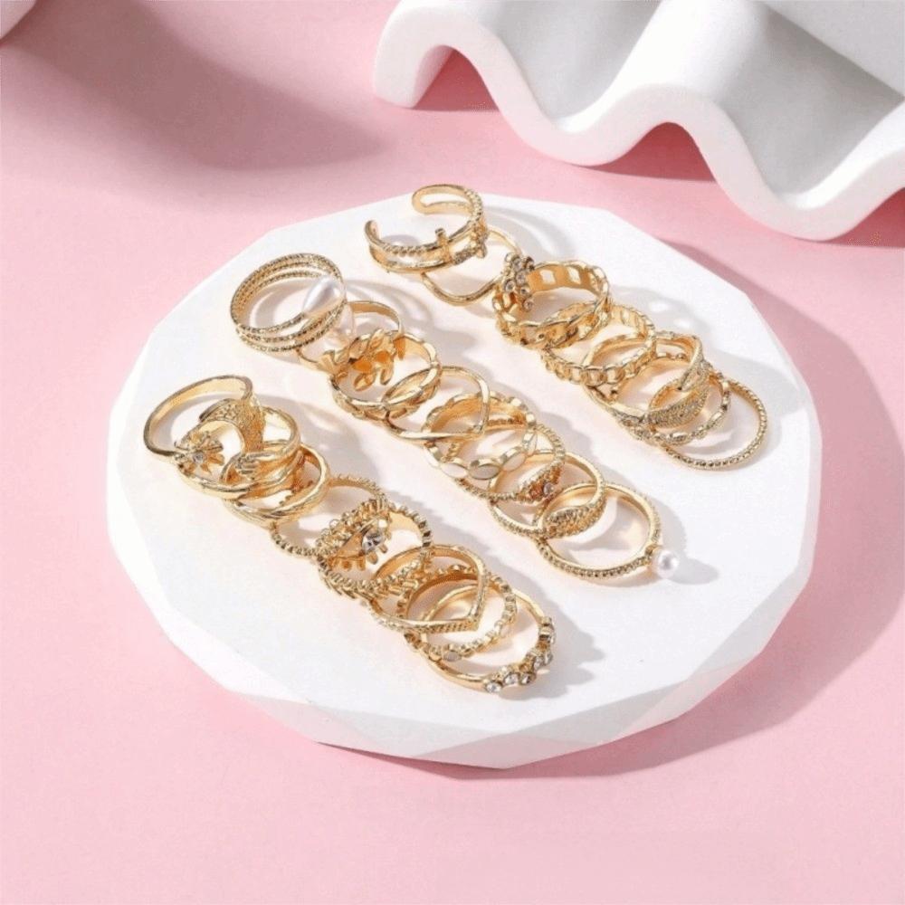 23 Pcs/Set Vintage Punk Ring Set Geometric Knuckle Rings Set  Girls Party Jewelry Accessories Gifts