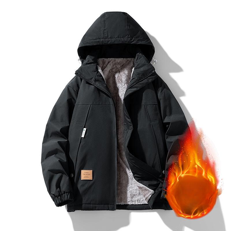 Autumn jacket men's large size loose casual running mountaineering clothing windproof waterproof plus fleece thick coat men