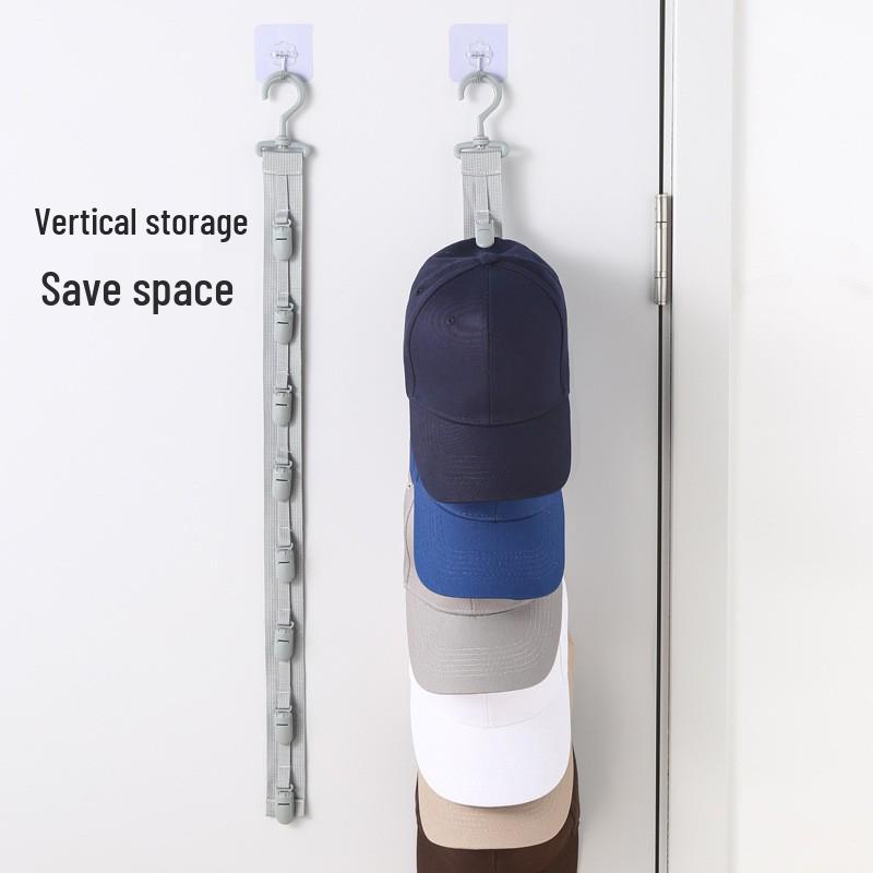 

Vertical Multi-Clip Hat Storage Hook for Baseball Caps 8 Plastic Clips светло-серый