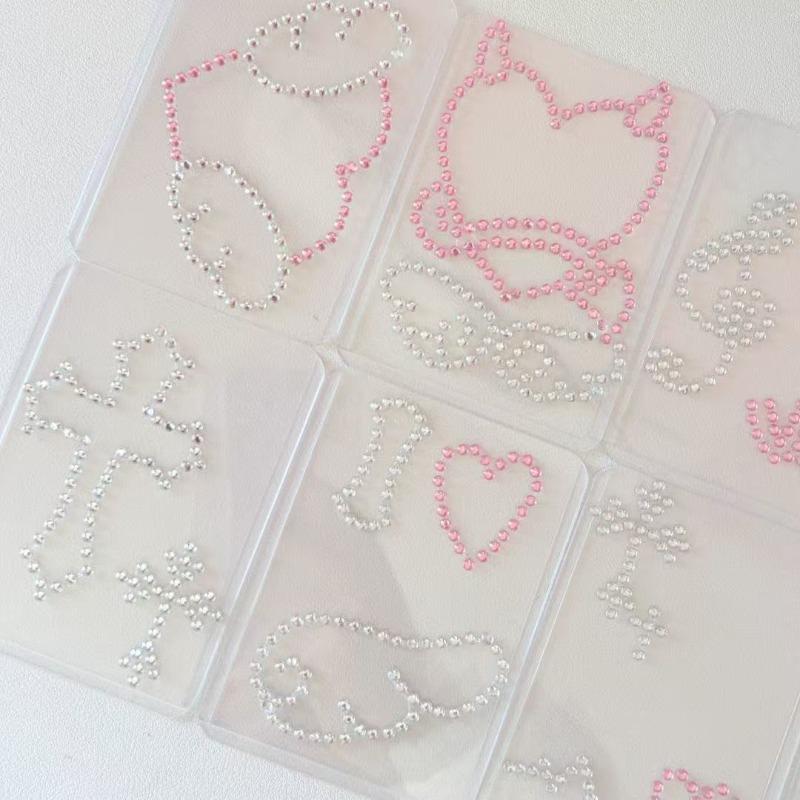 3D Rhinestone Chain Photo Card Stickers Korean Style Music Note Wing Crystal Diamond Sticker for Scrapbook Journal