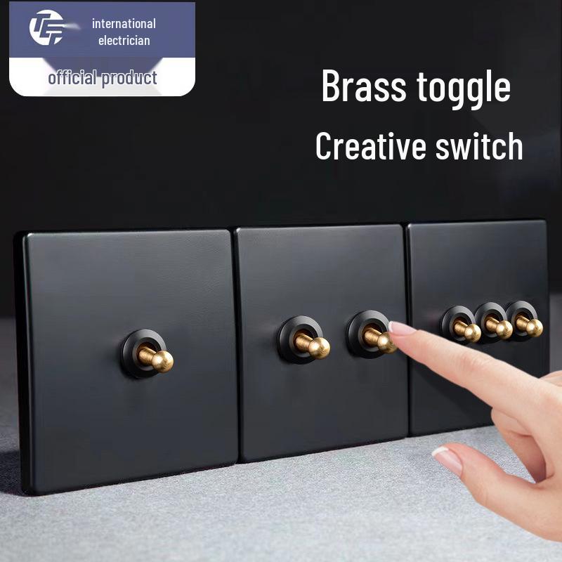 86 Type French Black Retro Industrial Brass Toggle Switch Panel for Hotels and B&Bs