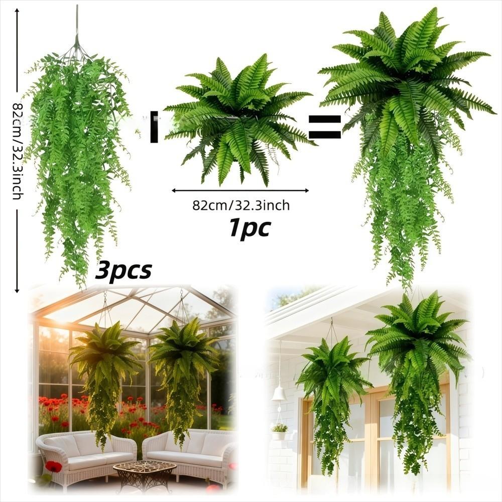 Plastic Artificial Plant Vine Silk Leaf Rattan Leaves Wall Hanging Plastic Leaf Branches Green Color Artificial Ferns Vine