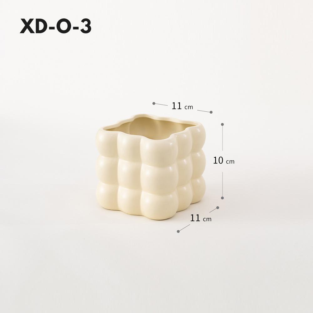 Modern Minimalist Jiugongge Spherical Ceramic Flowerpot Cream Wind Indoor Home Decoration Basin Desktop Decoration Ornaments