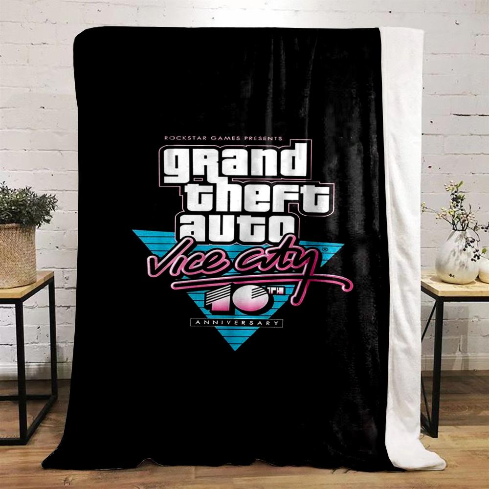 Grand Theft Auto Vice City Design Warm blanket Flannel blanket for bedroom, living room, sofa, and nap sofas