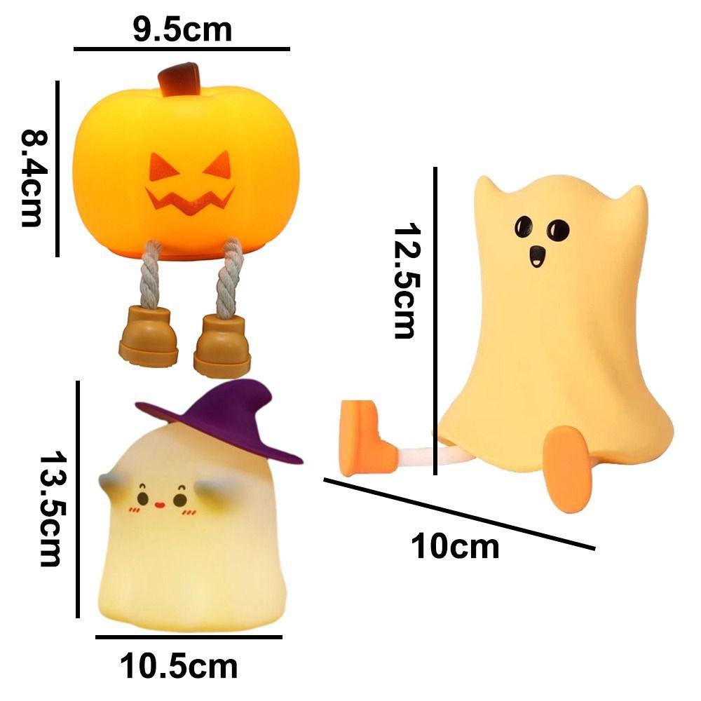 Helloween RGB LED Night Light Pumpkin Ghost Timer Bedroom Bedlight Cartoon 3 Levels Brightness Sleep Light Desktop Ornaments