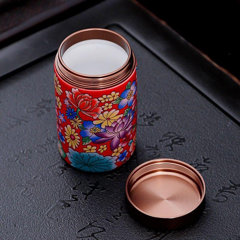 Chinese Ceramic Color Pattern Candy Jar Sealed Portable Tea Jar Household Multifunctional Jewelry Nut Powder Storage Bottle New