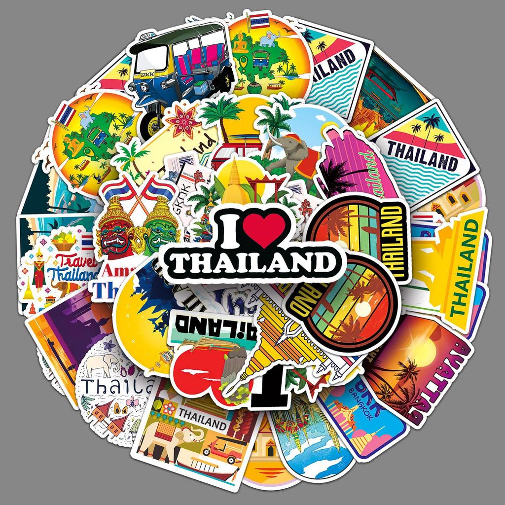50 Thai Landscape Graffiti Personalized Outdoor Travel Creative Guka Decorative Mobile Phone Case Suitcase Stickers