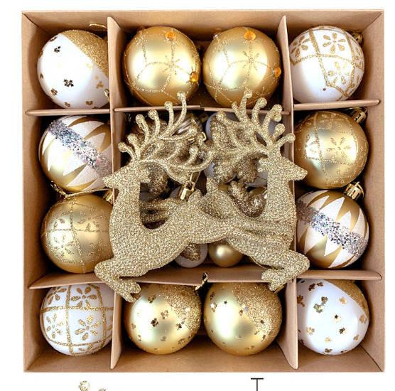 Christmas Decorations Electroplated Plastic Ball Ice Snowflake Elk Christmas Ball Set Pendant.