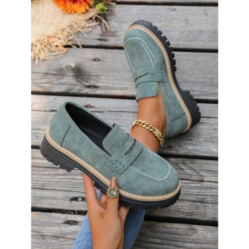 Low-top Single Shoe Women's 2025 Autumn New Muffin Thick-heeled British Loafers