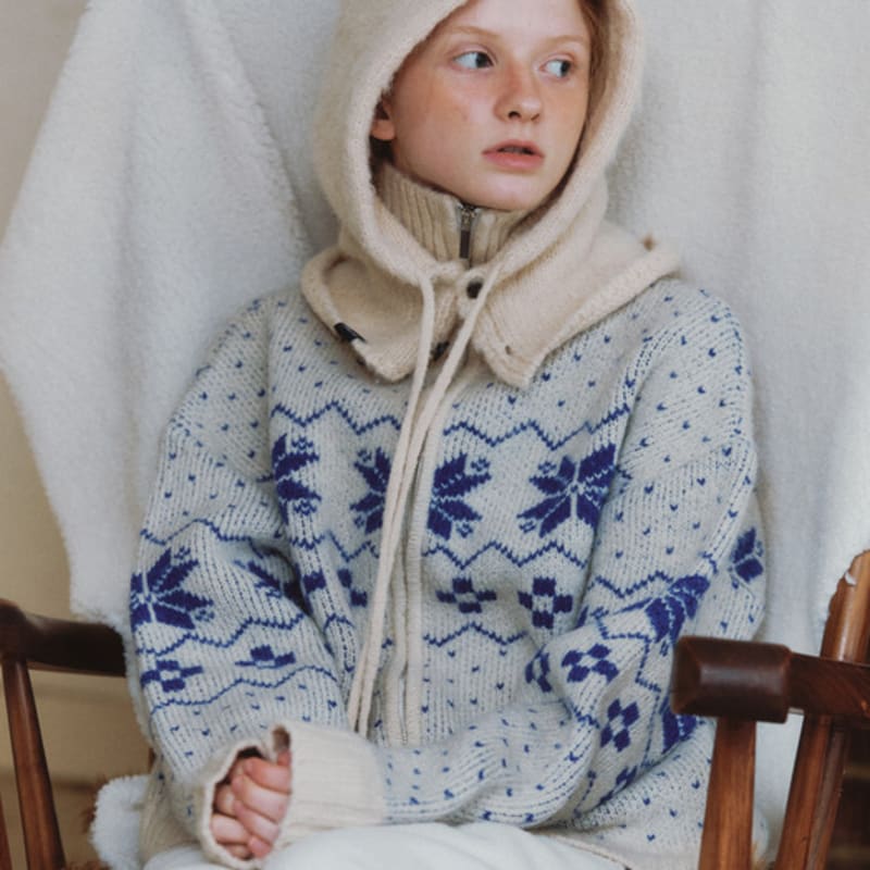 CLUNY Knitted Balaclava - cream