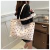 Cute Cherry Print Casual Tote Bags for Women Large Capacity Shopping Bag Nylon Aesthetic Handbag Grocery Storage Pouch