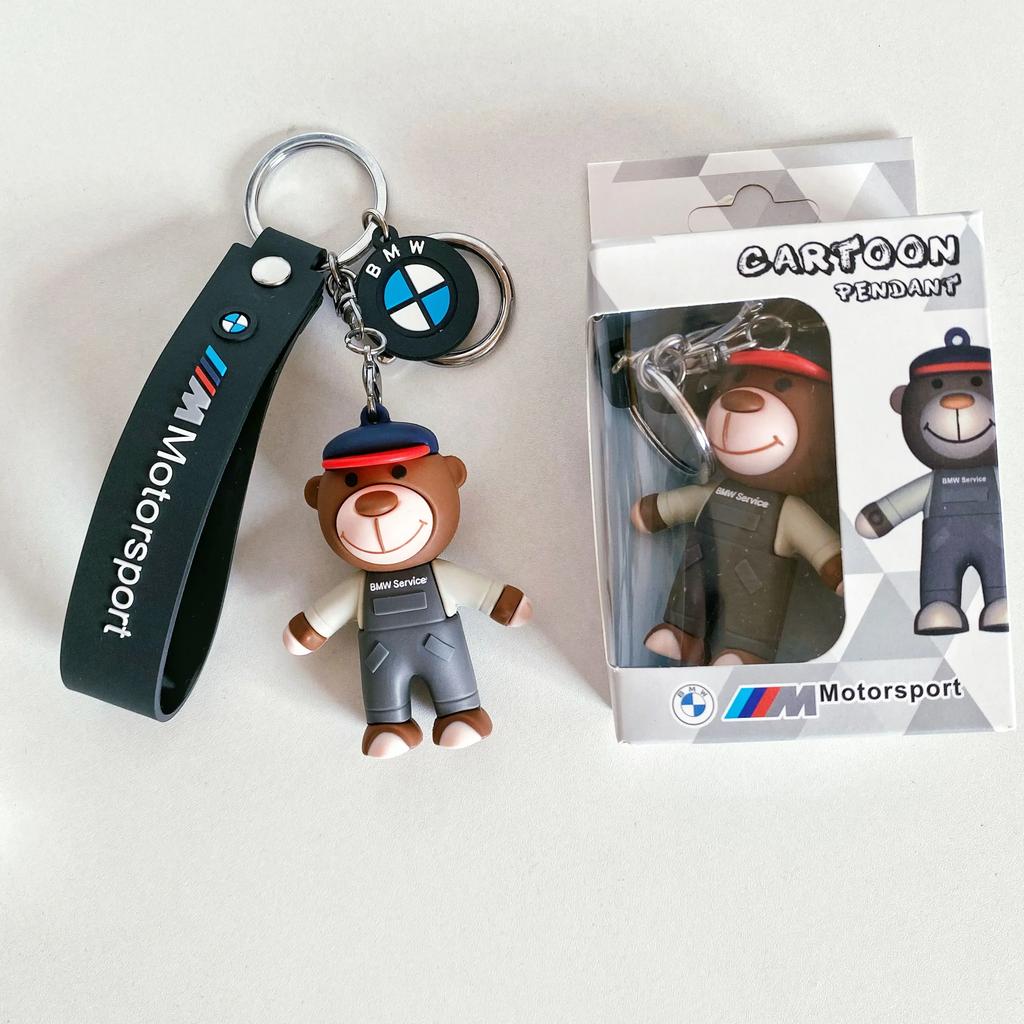 New Little Bear Doll Car Logo BMW Emblem Luxury Car Keychain For BMW X1 X2 X3 X4 X5 X6 3 5 Series M2 M3 M4 M5 M6 M7 Accessories