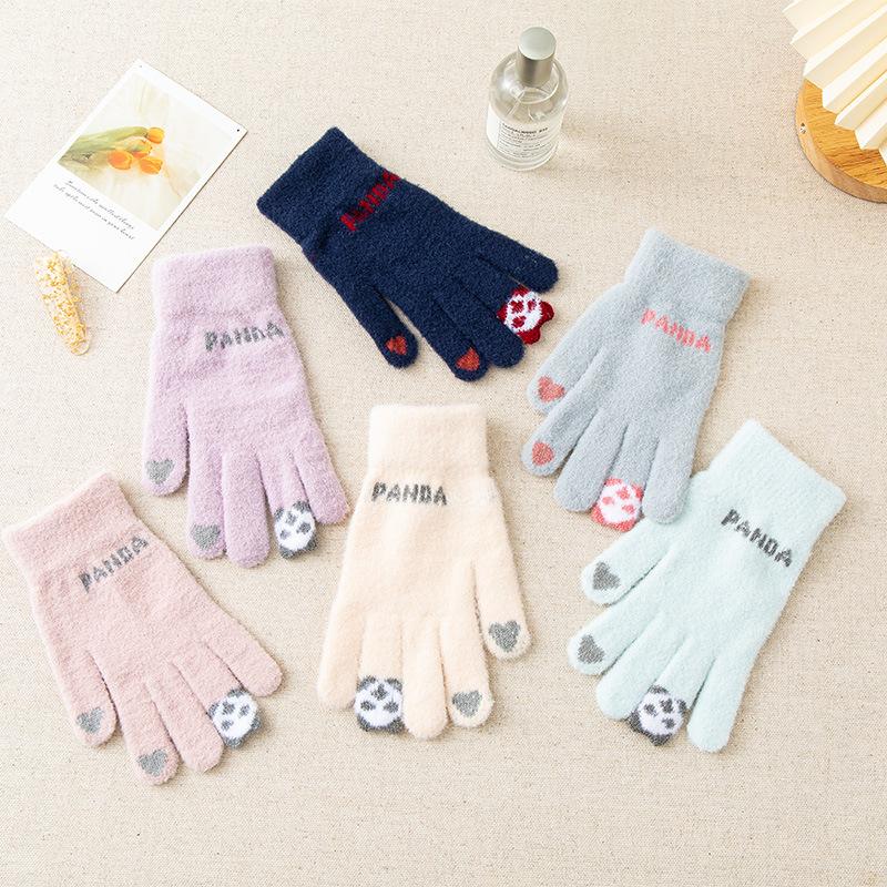 Women's Winter Gloves - Cute Fleece-Lined Warm Touchscreen Cycling Gloves with Five Fingers