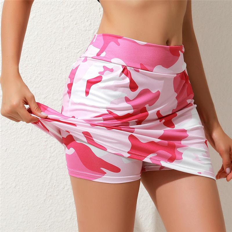 Women's Fashion Camouflage Print Athletic Skort with Pockets Running Tennis Golf Gym Sports Workout Skirt