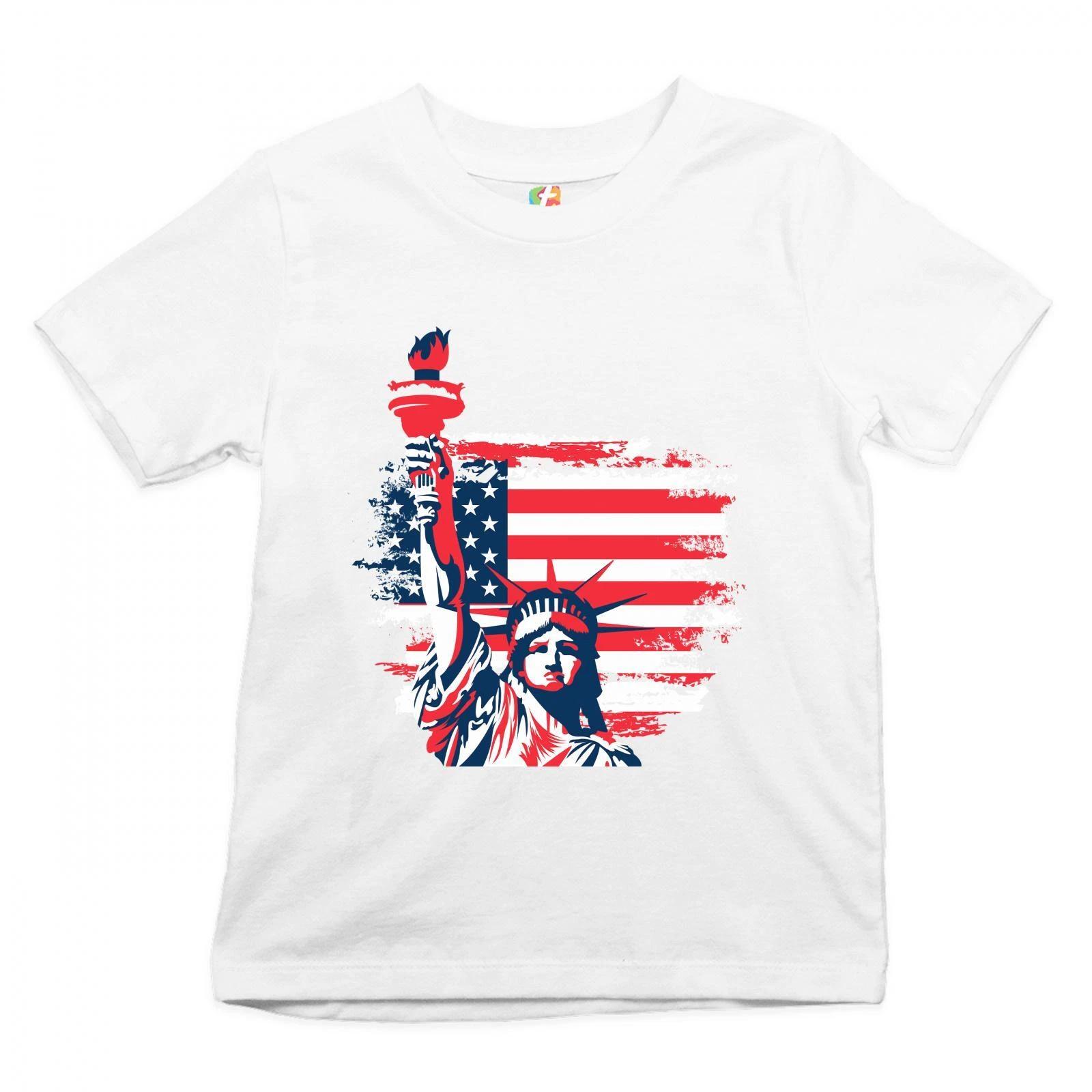 Statue of Liberty Youth kids boys T-Shirt 4th of July Independence Day US Flag Kids 130