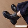 Huge Good-looking Soft Leather Platform British Martin Boots Women's French Short Boots Black Velvet Boots