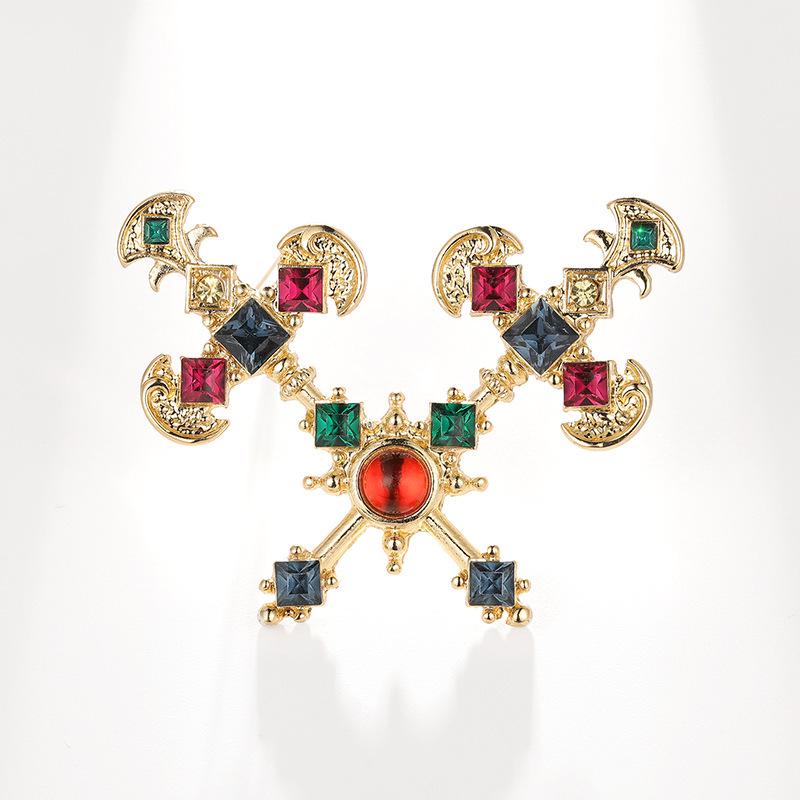 Bo Xin Yun Retro Crystal Axe Brooch - Colorful Rhinestone Corsage Pin