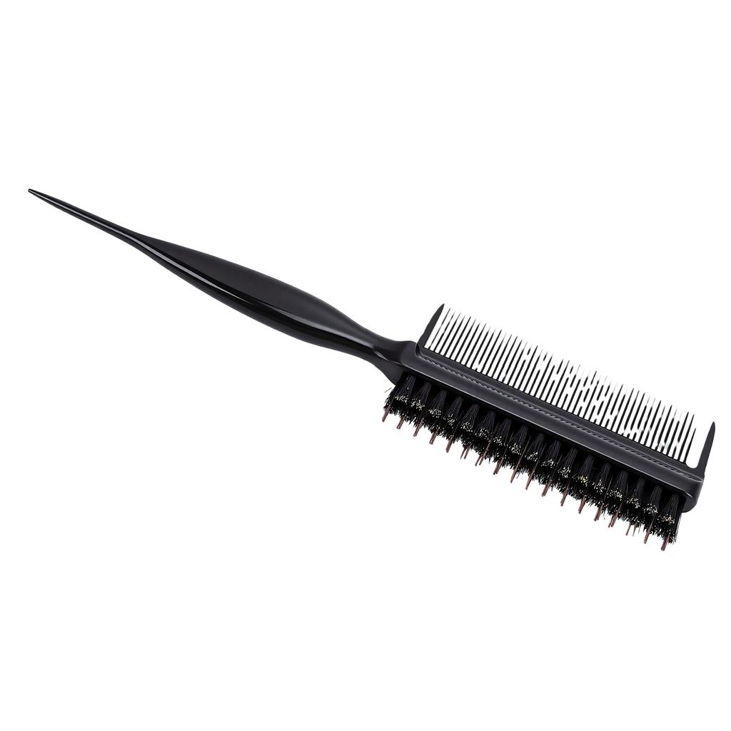 Double Sided Hair Brush Comb Rat Tail Fine Tooth Styling Comb for Sectioning Parting Black