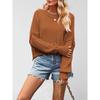 MGHR Women's Fashion Casual Solid Color Print Autumn Winter Long Sleeve  Loose Sweaters