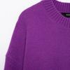 Women's European & American Style Round Neck Solid Color Soft Long Sleeve Knitted Sweater