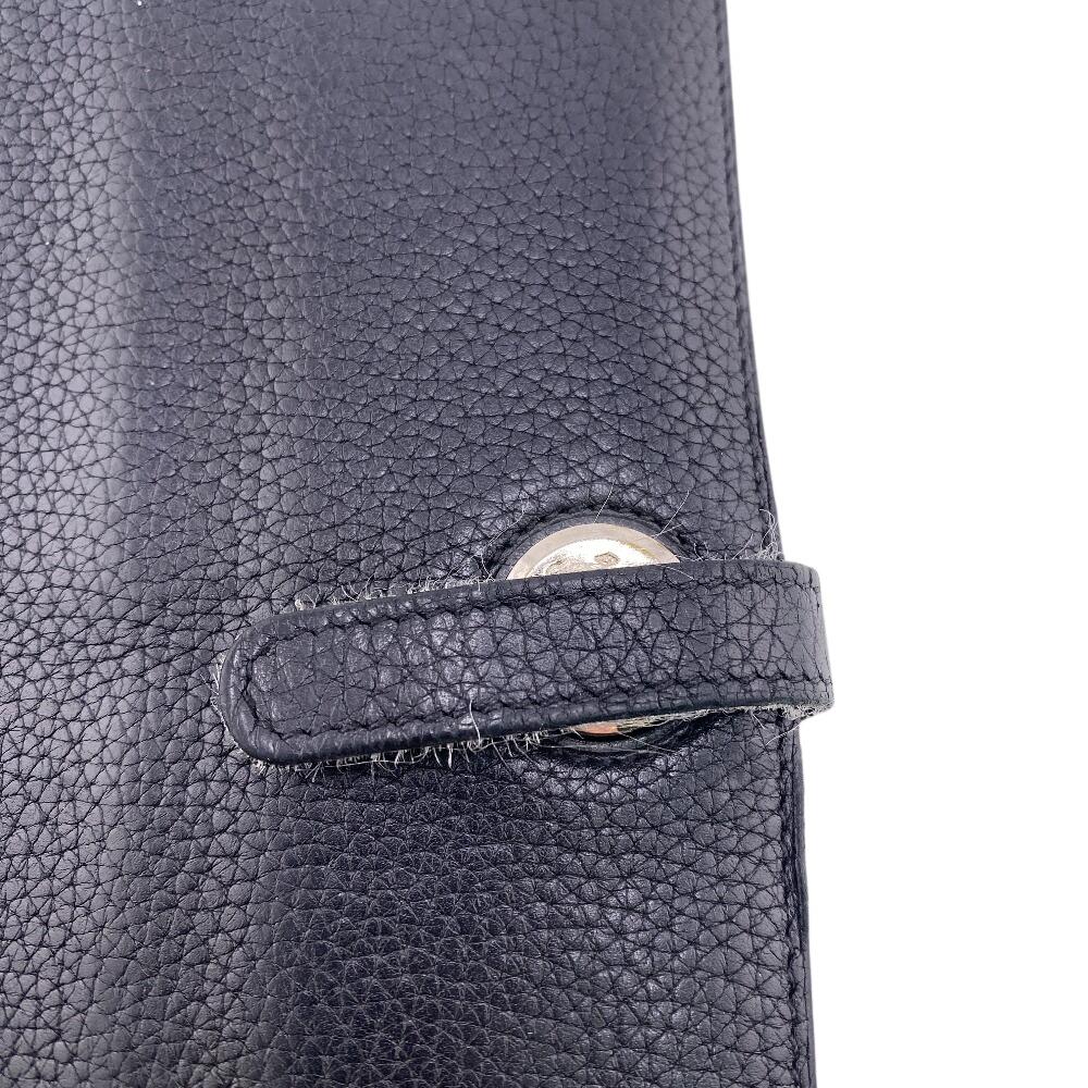 HERMES leather Dogon Long Purse black leather mens Used