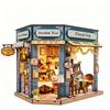 DIY Wooden Dollhouse Fruit Blosom Bar Miniature With Furniture Kit Tea Shop Assemble Toys for Children Adult Birthday Gift