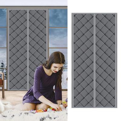 Door Curtain Fasten Tape Punch-free Thermal Insulated Privacy Protection Windproof Waterproof Center Opening Thicken Temporary Door Thermal Curtain