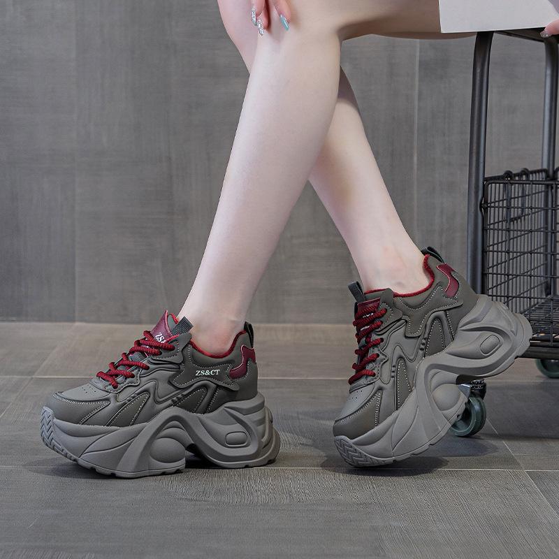 Leather High-top Shoes New Versatile Spring and Autumn Platform Sports Casual Black Retro Shoes