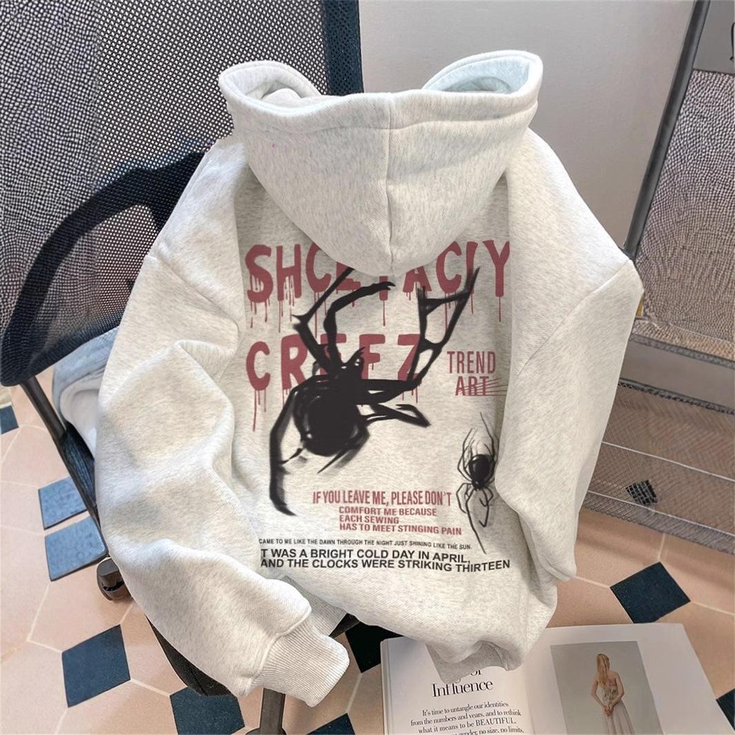 

Женский тонкий свитер с капюшоном с принтом паука для весны и осени, парный наряд, очень красивое пальто XXXL