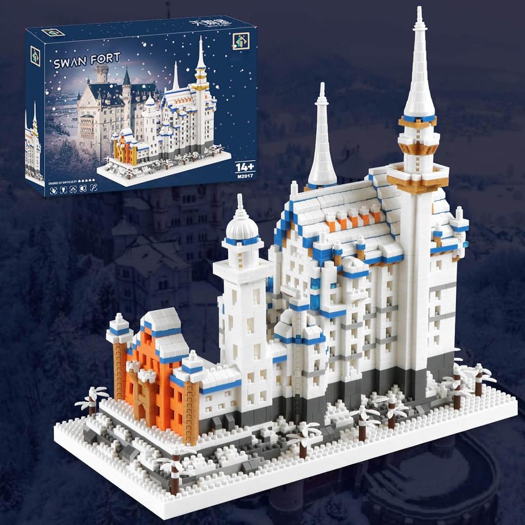 Germany Swan Stone Castle Micro Building Blocks Set, Famous World Architecture Model Creative Collection Building Toys for Adults and Kids 14+