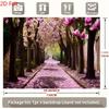 2D Spring Cherry Blossom Avenue Garage Door Decoration Floral Tree Tunnel Mural